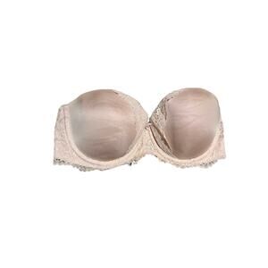 Victoria's Secret Dream Angels Strapless Nude Lace Bra Underwire Size 32D NWT